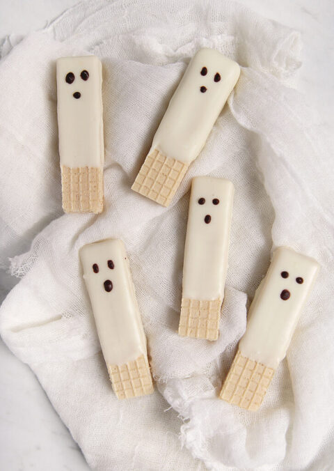 Chocolate Dipped Ghost Wafer Cookies